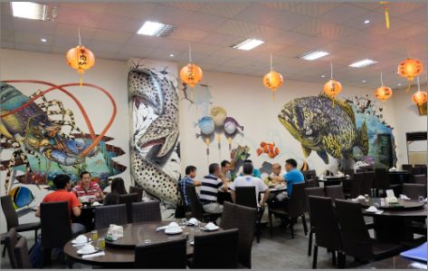 大理海鲜餐厅墙体彩绘